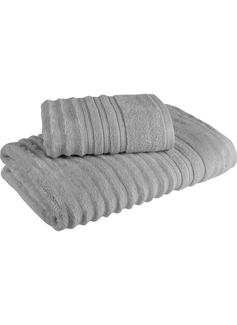 Fialka Long Twist Wavy Towel 2 Pack Light Gray 50X90