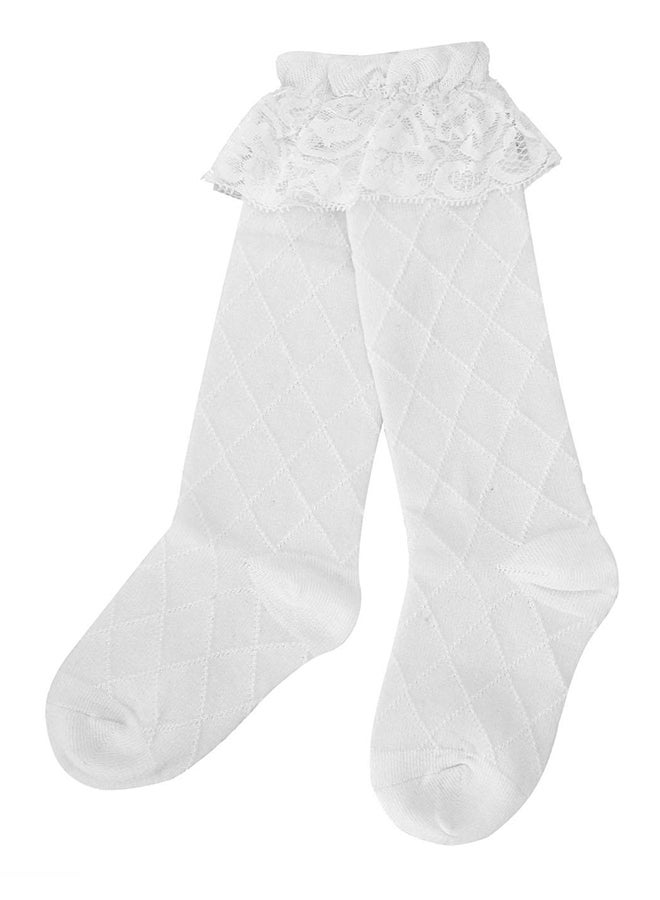 Fashion Calf Length Breathable Socks White - Image 1