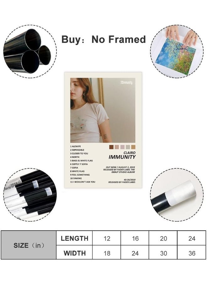 Home Trove - WANMLY Clairo Poster Immunity Music Album Cover Poster Canvas Poster Wall Art Decor Print Picture Paintings for Living Room Bedroom Decoration Unframe:12x18inch(30x45cm) - Image 1