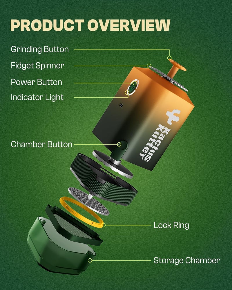 KACTUSKUTTER K5 Electric Kitchen Grinder Battery Powered Automatic Portable Spice Mill For Grinding - Holds up to 5 Gram - Image 5