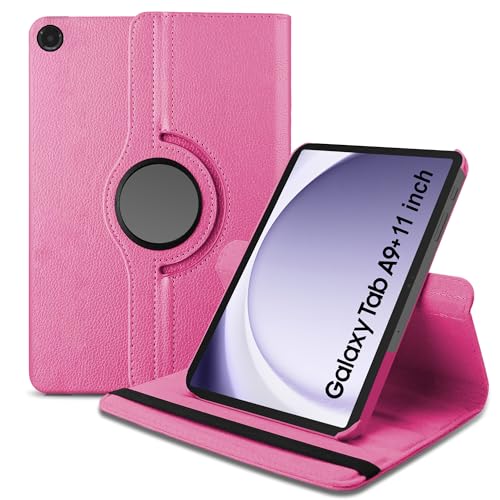 TGK Rotating Cover for Samsung Galaxy Tab A9 Plus 11 inch 360 Degree Leather Flip Case (Hot Pink) - Image 1