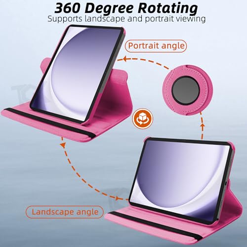 TGK Rotating Cover for Samsung Galaxy Tab A9 Plus 11 inch 360 Degree Leather Flip Case (Hot Pink) - Image 4
