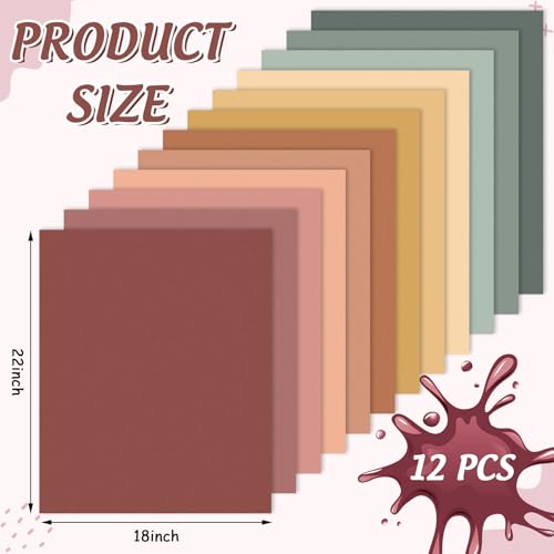 Whaline 12Pcs Boho Solid Colors Cotton Fabric Bundles Boho Fat Quarters Quilting Patchwork Squares Sewing Fabrics for Fall DIY Handmade Craft Home Party Decor, 18 x 22 Inch - Image 2