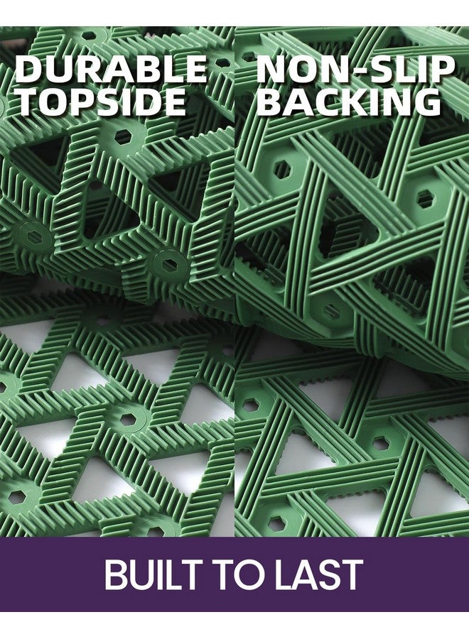 DEXI Front Door Mat Outside Entrance, 19x30 Welcome Rubber Doormat Waterproof, Drainage Heavy Duty Entry Mats with Non Slip Backing, Low Profile Dirt Trapper for Patio Entryway, Green - Image 2