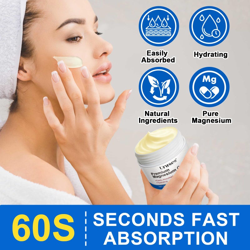 Uruses Magnesium Cream, Body Lotion, High-Concentration Zechstein Magnesium for Muscle & Joint Support, Easy Absortion, 3.17G - Image 4