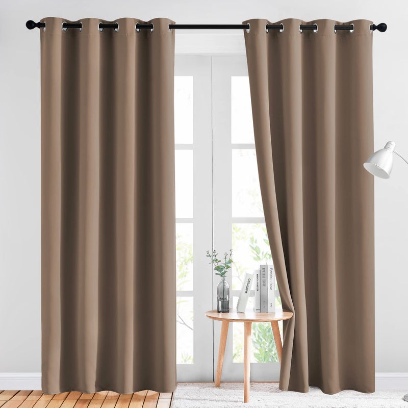 NICETOWN Blackout Draperies Curtains Panels - Window Treatment Thermal Insulated Solid Grommet Blackout Curtains/Panels/Drapes for Bedroom (Set of 2 Panels, 52 by 84 Inch, Cappuccino) - Image 1