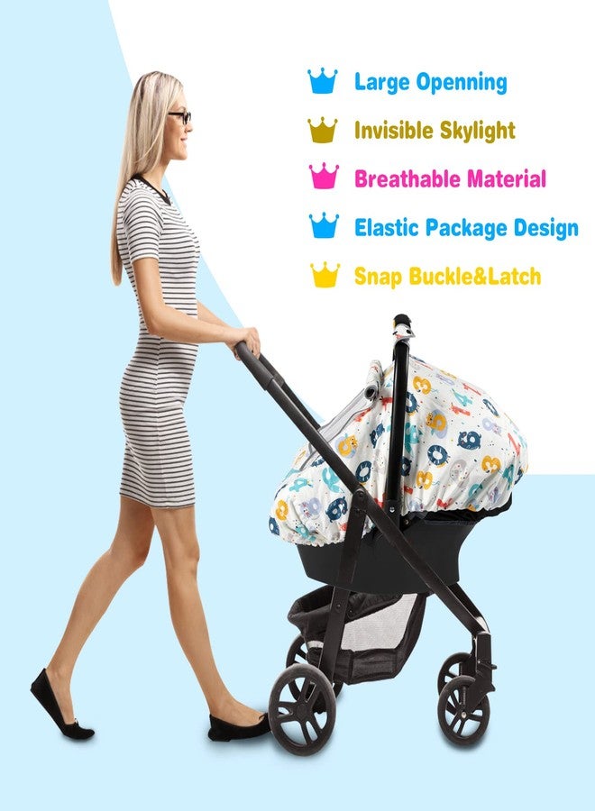SMTTW Baby Car Seat Cover - Universal Fit, Snug, Breathable, Canopy for Boys/Girls, Ideal for All Seasons (Numbers) - Image 5