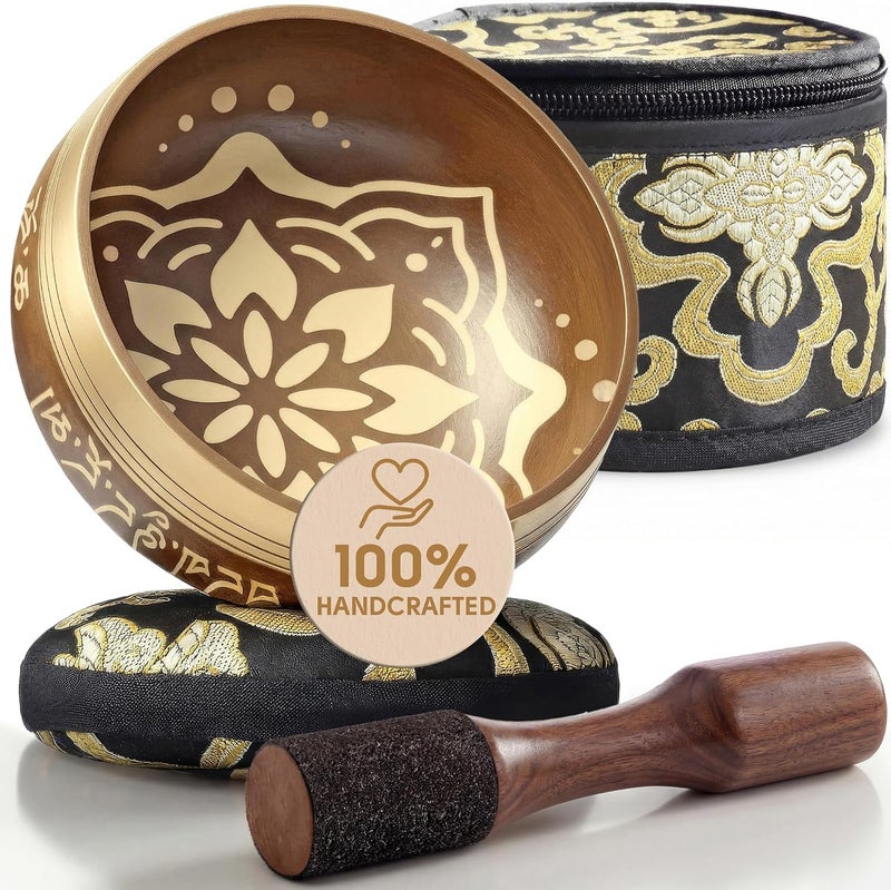 Silent Mind Tibetan Singing Bowl Set – Authentic Hand-Tuned Sound Bowl for Meditation – Complete Meditation Bowl Kit with Cushion, Mallet, Box & Guide – Perfect Tibetan Bell for Yoga, Relaxation, & Sound Healing - Image 1