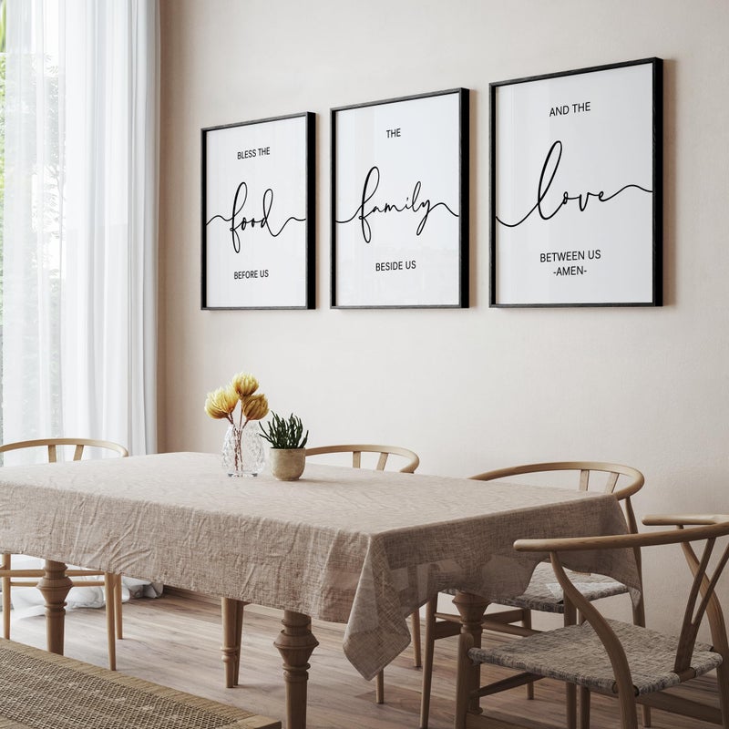 Heiple Set of 3 Framed Farmhouse Bless The Food Before Us Sign Kitchen Wall Decor for Dining Room Decor Wall Art Wood Signs (Brown,16"x24") - Image 2