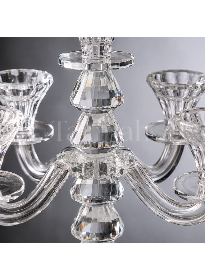 Clear Crystal Style 5-Arm Candelabra, 26cm High Decorative Candle Holder - Image 2