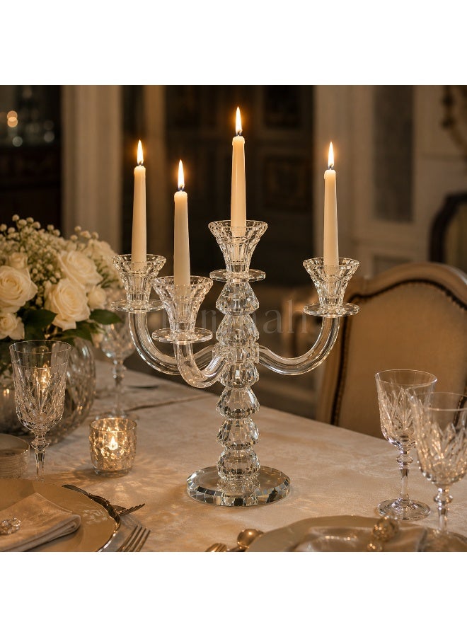 Clear Crystal Style 5-Arm Candelabra, 26cm High Decorative Candle Holder - Image 4