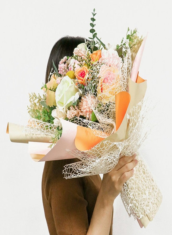 FOIMAS Flower Bouquet Wrapping Paper Roll,19.6" x 5 yrs Mesh Bouquet Wrapping Paper for Presents Flower Packaging Hand Decor,Milky White - Image 4