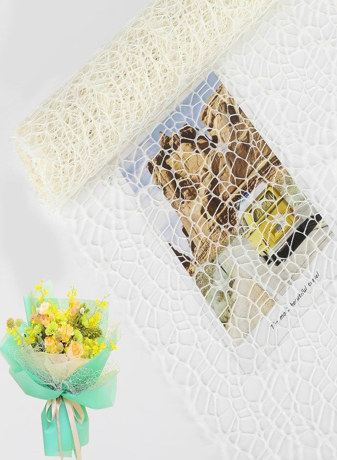 FOIMAS Flower Bouquet Wrapping Paper Roll,19.6" x 5 yrs Mesh Bouquet Wrapping Paper for Presents Flower Packaging Hand Decor,Milky White - Image 1