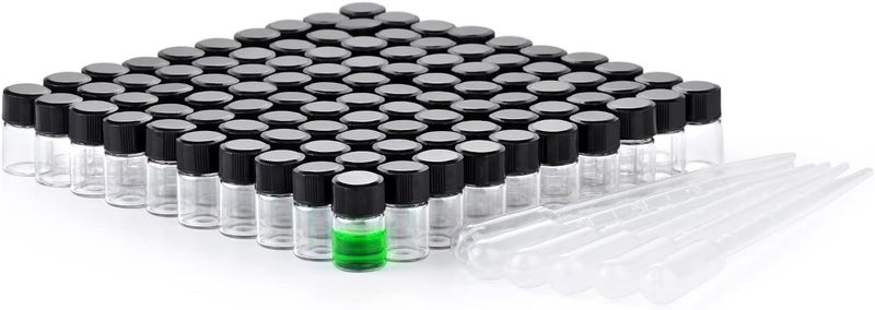 BKMAMLAB 2ml Clear Small Glass Vials 100pcs with Screw Caps(100pcs) - Image 1