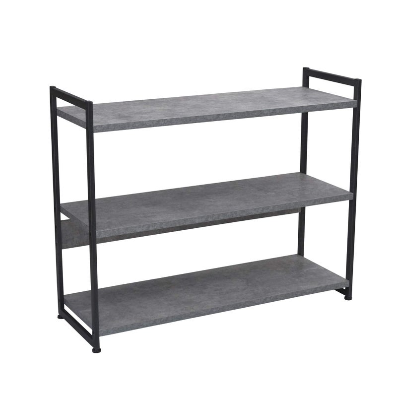 Household Essentials Household Essentials 3 Tier Storage Shelf with Minimalist Metal Frame  405 W x 325 H x 1375 D  Slate Faux Concrete Grey 