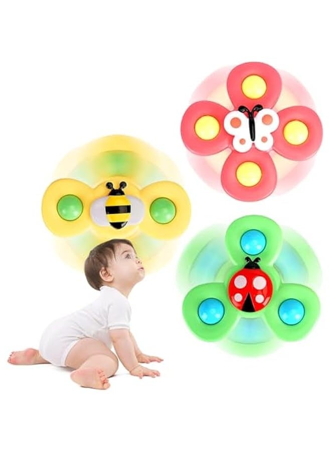 بيوينتي ألعاب دوارة بقاعدة شفط من اي سي في في، ألعاب حسية مبتكرة، ألعاب حمام للأطفال الصغار، ألعاب حسية دوارة لعيد ميلاد الأطفال، 3 قطع، تصميم 2 - Image 1