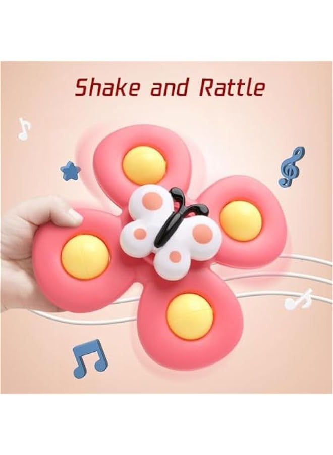 بيوينتي ألعاب دوارة بقاعدة شفط من اي سي في في، ألعاب حسية مبتكرة، ألعاب حمام للأطفال الصغار، ألعاب حسية دوارة لعيد ميلاد الأطفال، 3 قطع، تصميم 2 - Image 3