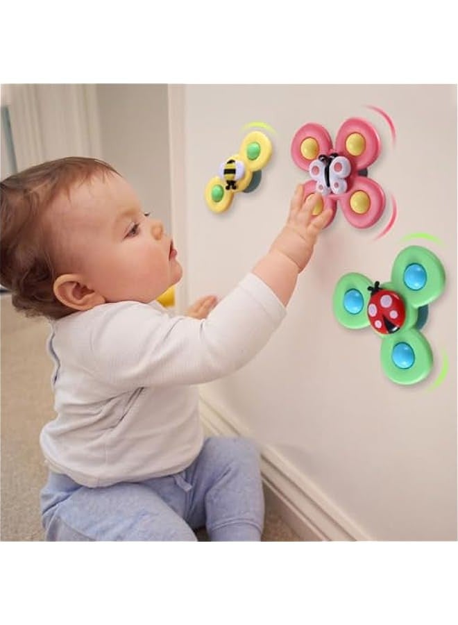 بيوينتي ألعاب دوارة بقاعدة شفط من اي سي في في، ألعاب حسية مبتكرة، ألعاب حمام للأطفال الصغار، ألعاب حسية دوارة لعيد ميلاد الأطفال، 3 قطع، تصميم 2 - Image 2