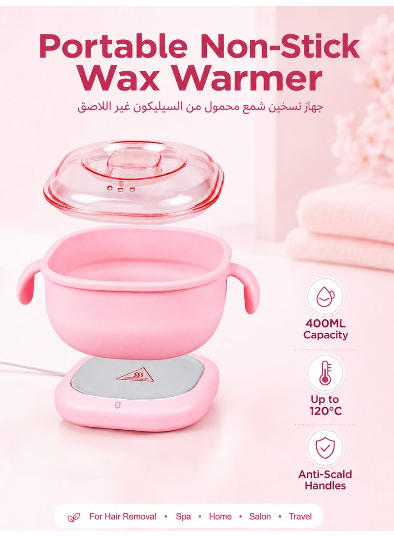 Sisily Wax Warmer 400ML Portable Silicone Wax Heater Foldable Non Stick Wax Melting Pot With Lid For Hair Removal, Paraffin Wax, Spa, Home, Salon And Travel - Image 2