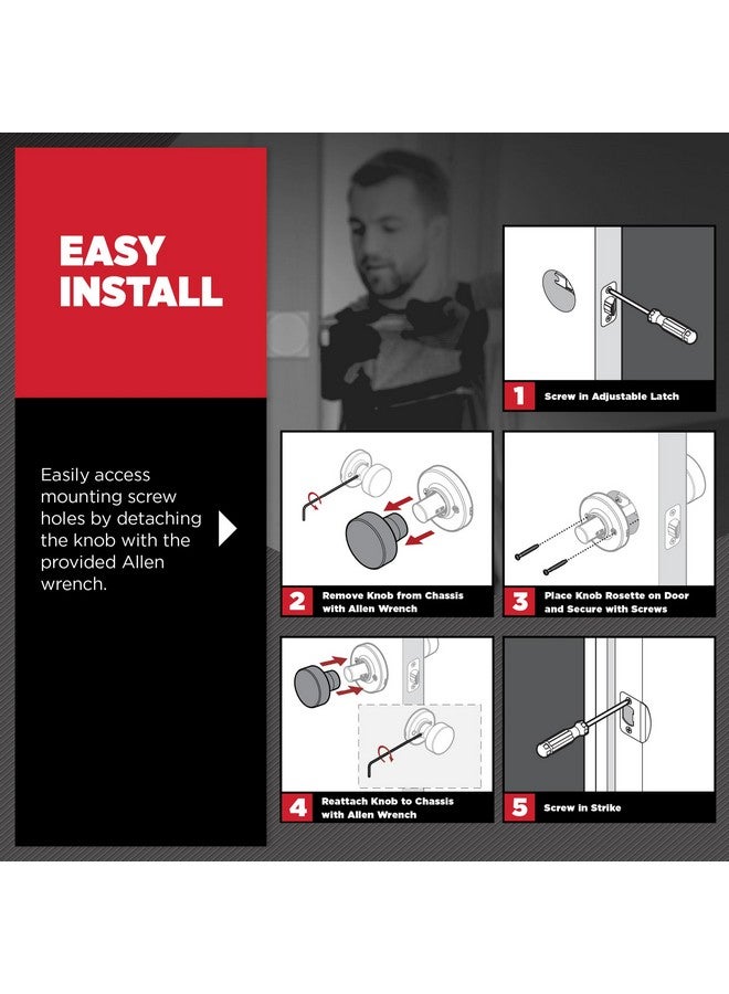 كويكسيت مقبض باب الممر الداخلي Kwikset Pismo، مقبض لأبواب الخزائن والممرات، مقبض باب غير قابل للقفل من النيكل الساتان، مع حماية Microban - Image 3