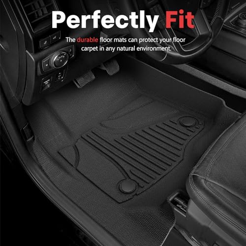 TTX LIGHTING Floor Mats for 2018-2025 Ford Expedition/Expedition Max/Expedition Limited, with 2nd Row Bench Seat, All Weather Protection Mat Includes 1st and 2nd 3rd Row Liner Black - Image 2