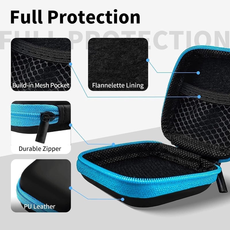 MOLOVA Earbud Case Portable EVA Carrying Case Storage Bag Cell Phone Accessories Organizer with Carabiner for Wired/Wireless Headphones, SD Memory Card, Camera Chips(Square, 5 Pack) - Image 4