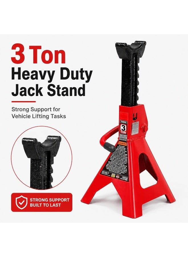 3 Ton Jack Stands (6,600 lb Capacity) – Heavy-Duty Steel Car Support Stands with Safety Lock - Image 1