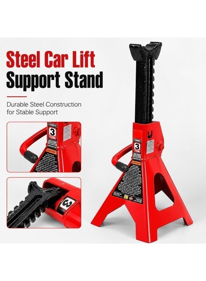 3 Ton Jack Stands (6,600 lb Capacity) – Heavy-Duty Steel Car Support Stands with Safety Lock - Image 5