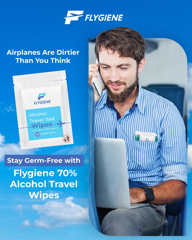 FLYGIENE Travel Sanitizing Wipes (10 Count (1 Pack of 10)) - Image 2