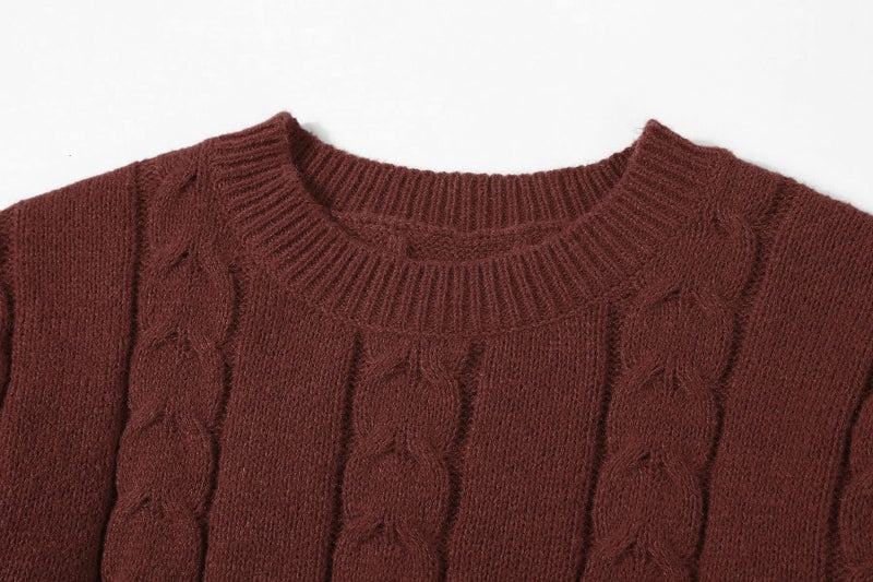 CHARTOU Women's Winter Chunky Cable Knit Long Skirt 2 Piece Outfit Sweater Sets (Small, Wine Red) - Image 4