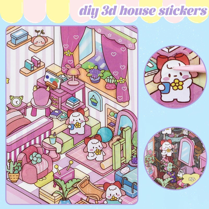 GUBEARE 20 مجموعة مجموعة ملصقات 3D DIY كتاب مشهد ملصقات منزل 3D اصنع ملصقك الخاص علاج ملصقات كرتونية لطيفة مشاهد لتخفيف التوتر قضاء الوقت (أزرق - 20 مجموعة) - Image 2
