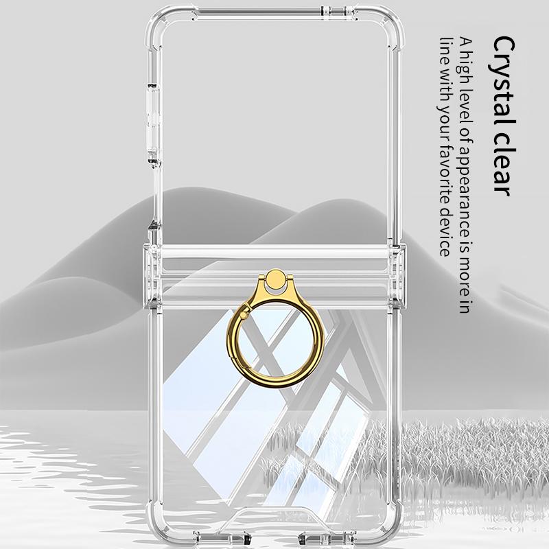 GKK For Samsung Galaxy Z Flip7 5G Airbag Hinge Silicone Phone Case With Ring Holder(Transparent Blue) - Image 3