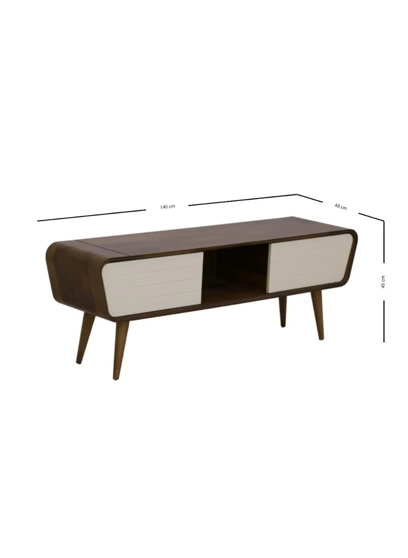 Concent Oval Curve TV Table – Natural Wood Harmony with Modern Touches - Image 4
