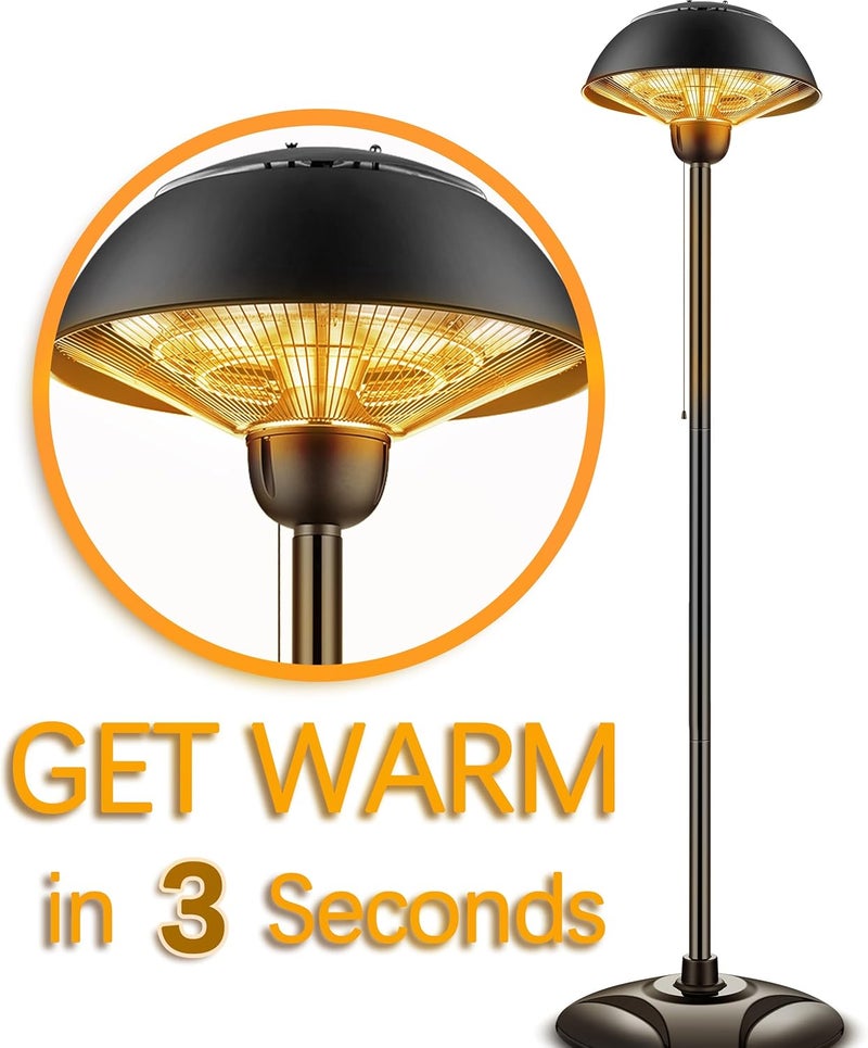 DONYER POWER Electric Garden Patio Heater Waterproof Outdoor&Indoor Free Standing 2000W - Image 2