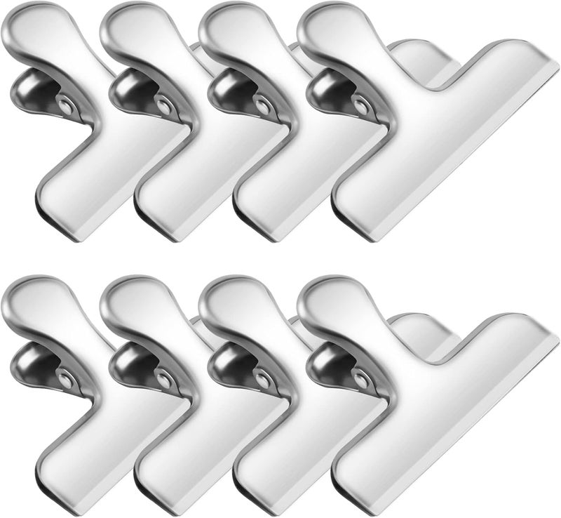 FINDMAG Chip Clips, 8 Pack Stainless Steel Chip Clips, Chip Clips Bag Clips Food Clips, Bag Clips for Food, Clips for Food Packages, Chip Bag Clips - Air Tight Seal, Heavy Duty Snack Clips Kitchen Clips - Image 1