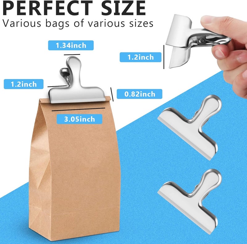 FINDMAG Chip Clips, 8 Pack Stainless Steel Chip Clips, Chip Clips Bag Clips Food Clips, Bag Clips for Food, Clips for Food Packages, Chip Bag Clips - Air Tight Seal, Heavy Duty Snack Clips Kitchen Clips - Image 2
