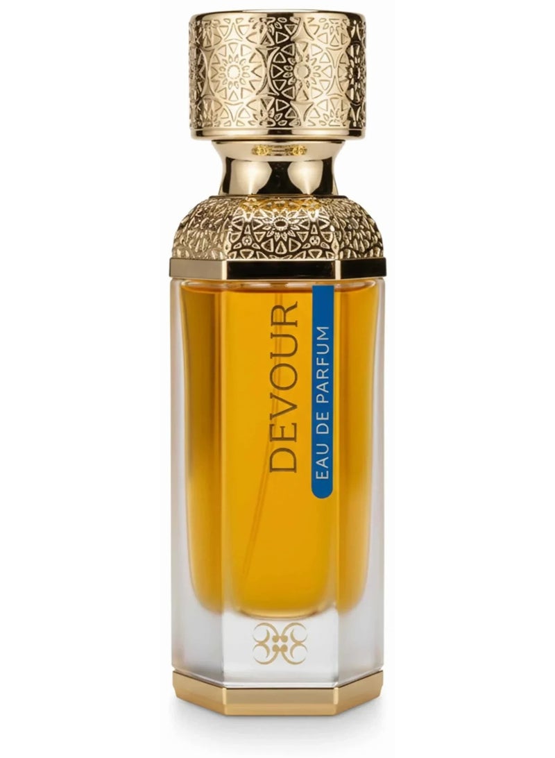 DEVOUR Luxury Eau De Parfum for Men and Women Royal Blend of Rich Amber and Soft Rose with Warm Spices and Musk for a Captivating Lasting Scent