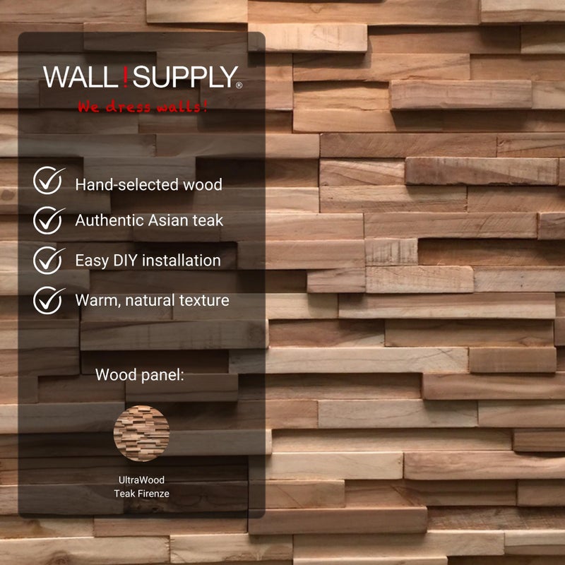 Wall!Supply 3D Wall Panels â€“ Reclaimed Modern Asian Teak Wood â€“ Home Decor Wallpaper Alternative for Living Room, Bedroom & Office â€“ Easy DIY Installation â€“ 10 Pack, Covers 9.6 Sq Ft - Image 4