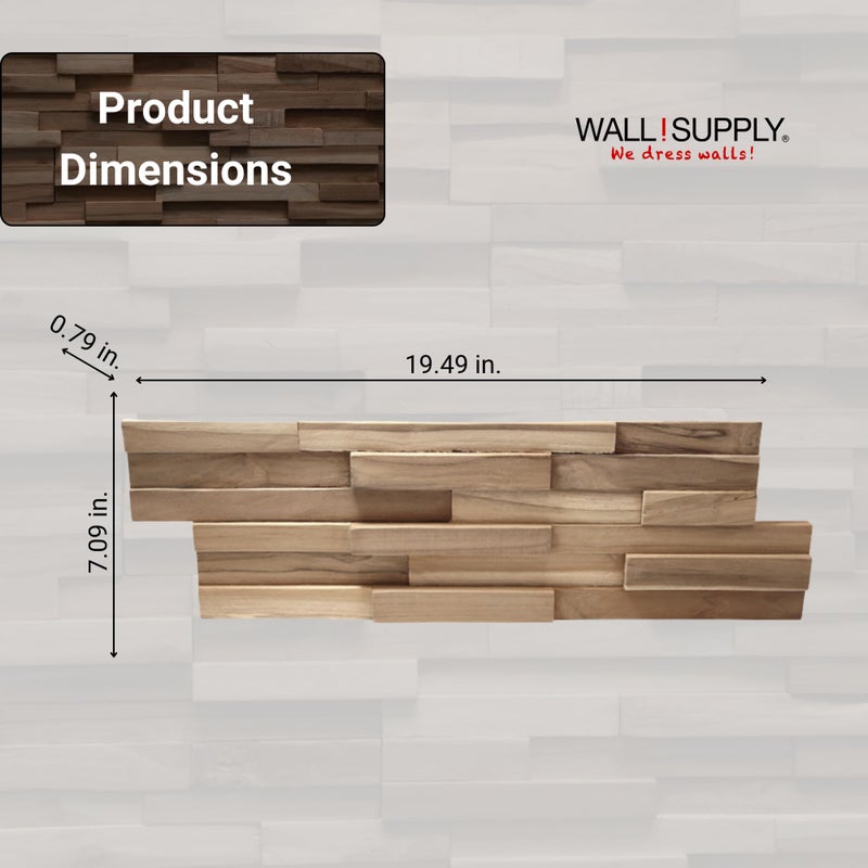 Wall!Supply 3D Wall Panels â€“ Reclaimed Modern Asian Teak Wood â€“ Home Decor Wallpaper Alternative for Living Room, Bedroom & Office â€“ Easy DIY Installation â€“ 10 Pack, Covers 9.6 Sq Ft - Image 5