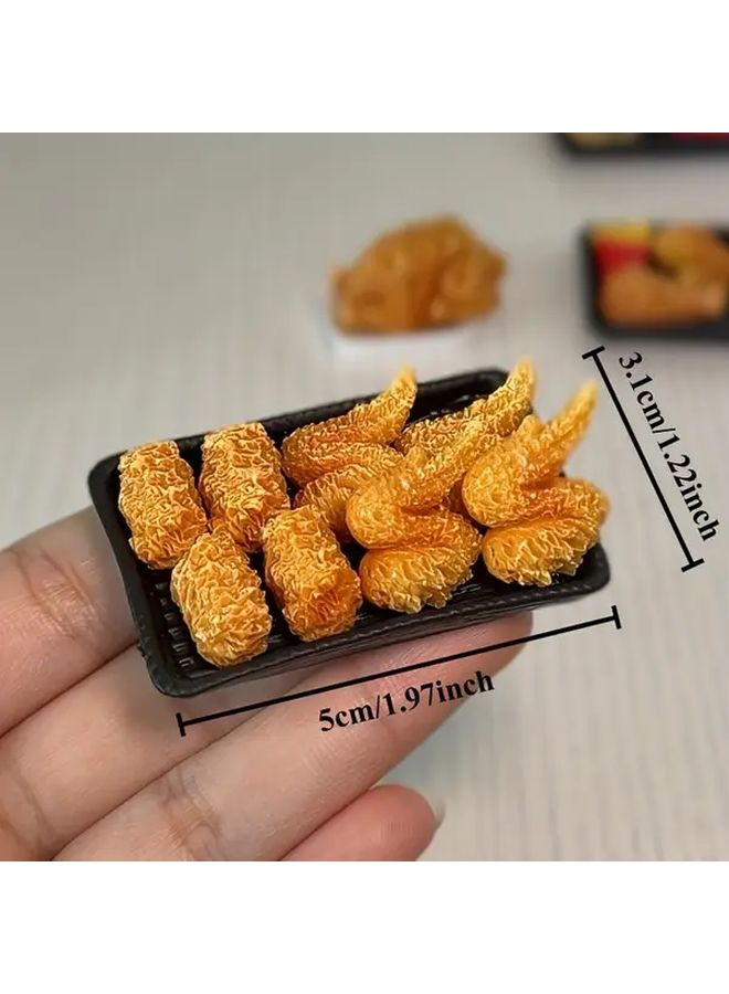 Fried Chicken Set 9pcs Miniature Food Toy House Kitchen Display Decor - Image 3