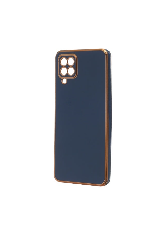Silicone Case Anti-Shookprof With A Modern Streamlined Design And Gold Electroplated Edges Compatible with Samsung A12 Blue - Image 2