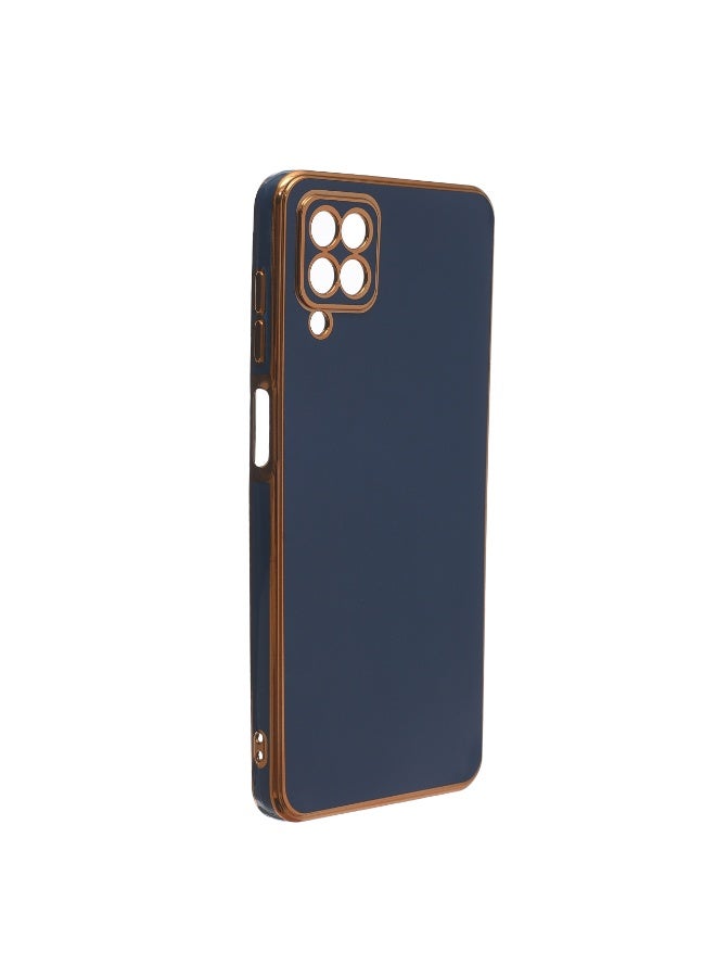 Silicone Case Anti-Shookprof With A Modern Streamlined Design And Gold Electroplated Edges Compatible with Samsung A12 Blue - Image 3