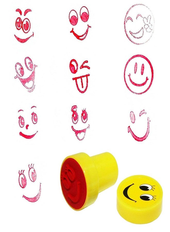 DEZIINE�10 Pcs Kids Set of Emoji/Smiley Design Face Stamps for School Craft | Pencil Tops | for Teacher & Students - Image 5