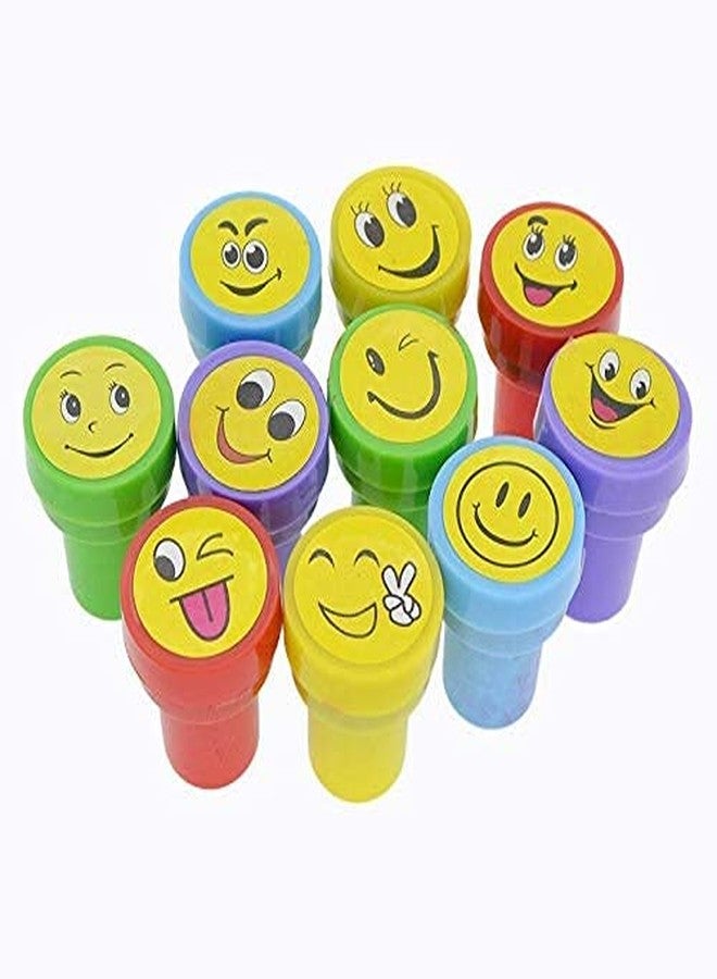 DEZIINE�10 Pcs Kids Set of Emoji/Smiley Design Face Stamps for School Craft | Pencil Tops | for Teacher & Students - Image 3