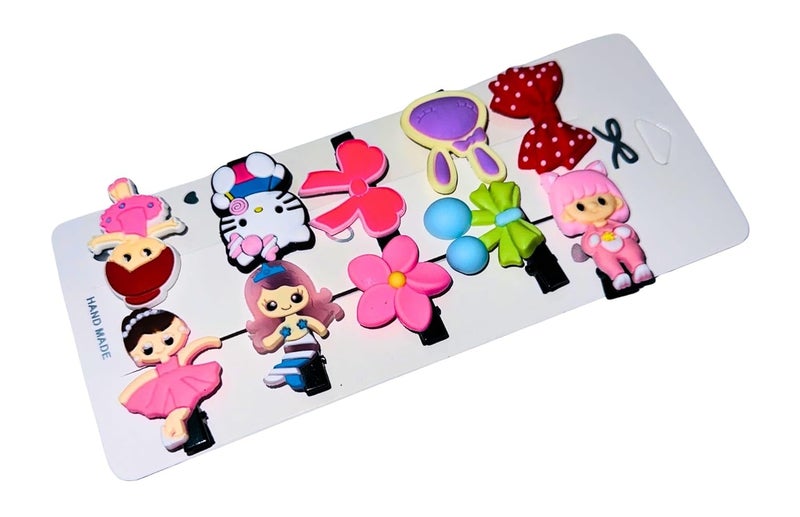 LuxeLocks Set of 60 pcs Cute Hair Clips for Girls, Unicorn Bows Flowers Animals Design, Handmade Decorative Barrettes for girls... - Image 5