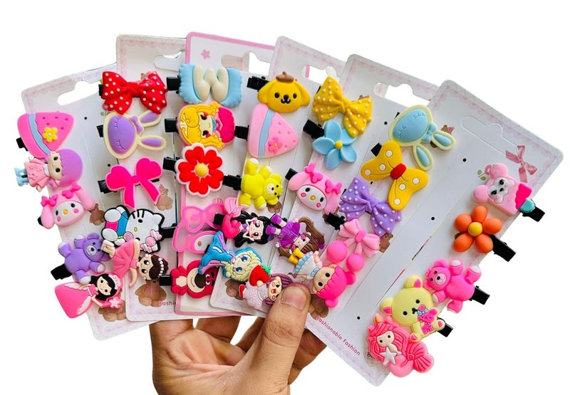 LuxeLocks Set of 60 pcs Cute Hair Clips for Girls, Unicorn Bows Flowers Animals Design, Handmade Decorative Barrettes for girls... - Image 1