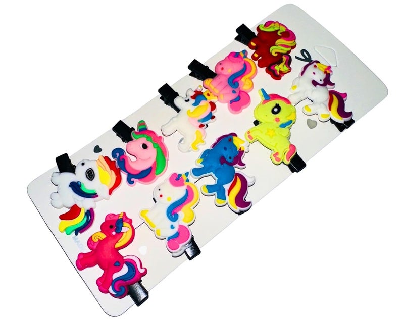 LuxeLocks Set of 60 pcs Cute Hair Clips for Girls, Unicorn Bows Flowers Animals Design, Handmade Decorative Barrettes for girls... - Image 3