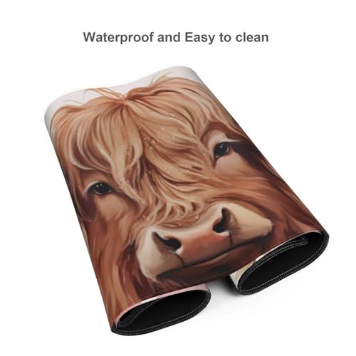 KOBWOPI 35.4 x 15.7 in, Waterproof XXL Large Mouse Pad for Desk, Extended Keyboard Mouse Mat for Computer Office, Big Laptop Mouse pad, Gaming Pc-Highland Cow Pink Floral - Image 4