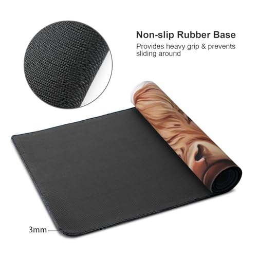 KOBWOPI 35.4 x 15.7 in, Waterproof XXL Large Mouse Pad for Desk, Extended Keyboard Mouse Mat for Computer Office, Big Laptop Mouse pad, Gaming Pc-Highland Cow Pink Floral - Image 3