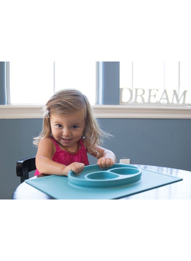 Silicon Plate, Happy Plate, Babies And Toddler, Non Slip, Suction Plate, Divided Plate, Bpa Free, 100% Food Grade Silicone, Oval Shaped, Blue - Image 4